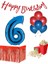 6 Yaş Kırmızı-Mavi Balon Rakam Folyo Banner Mısır Kutusu Masa Eteği Doğum Günüparti Seti 1