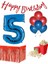 5 Yaş Kırmızı-Mavi Balon Rakam Folyo Banner Mısır Kutusu Masa Eteği Doğum Günüparti Seti 1