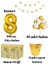 8 Yaş Beyaz Gold Balon Rakam Folyo Banner Mısır Kutusu Masa Eteği Doğum Günü Parti Seti 2