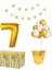 7 Yaş Beyaz Gold Balon Rakam Folyo Banner Mısır Kutusu Masa Eteği Doğum Günü Parti Seti 1