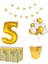 5 Yaş Beyaz Gold Balon Rakam Folyo Banner Mısır Kutusu Masa Eteği Doğum Günü Parti Seti 1