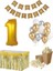 1 Yaş Kraft Gold Balon Rakam Folyo Banner Mısır Kutusu Masa Eteği Doğum Günü Parti Seti 1