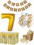 7 Yaş Kraft Gold Balon Rakam Folyo Banner Mısır Kutusu Masa Eteği Doğum Günü Parti Seti 1