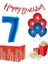 7 Yaş Kırmızı-Mavi Balon Rakam Folyo Banner Mısır Kutusu Masa Eteği Doğum Günüparti Seti 2