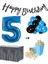 5 Yaş Mavi-Siyah Balon Rakam Folyo Banner Mısır Kutusu Masa Eteği Doğum Günüparti Seti 2