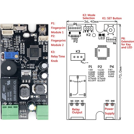 Talent K215 + R503 Normalde Açık Röle Kendinden Kilitlemeli Parmak Izi ...