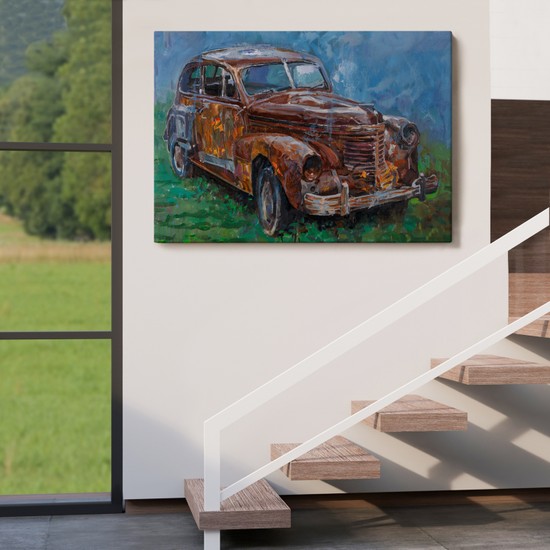 Paslı Eski Araba Dekoratif Duvar TABLOSU-3531 Fiyatı