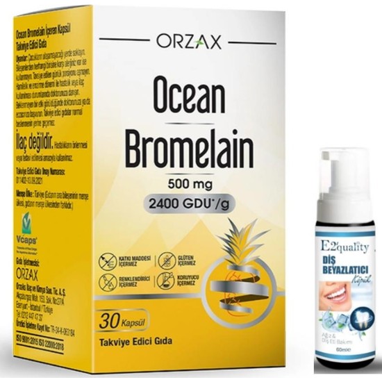Orzax Ocean Bromelain 30 Kapsül Diş Beyazlatıcı Köpük Fiyatı