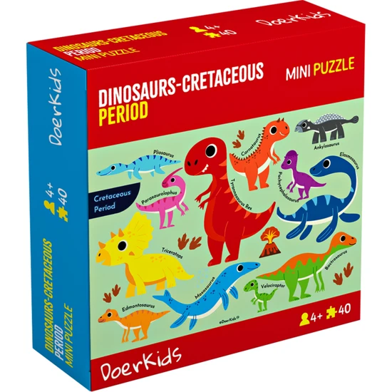 DoerKids Dinozorlar-Cretaceous Dönemi Mini Puzzle | 40 Parça 4+ Yaş