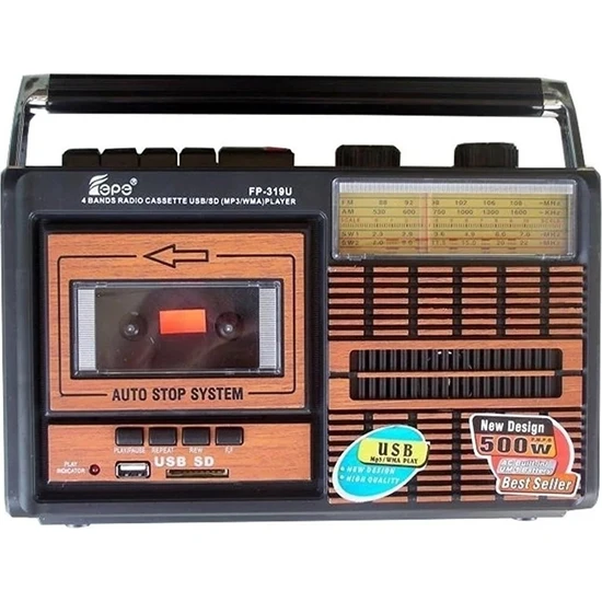 FP-319U Nostaljik USB Sd Fm Radyo Kaset Çalar Müzik Player