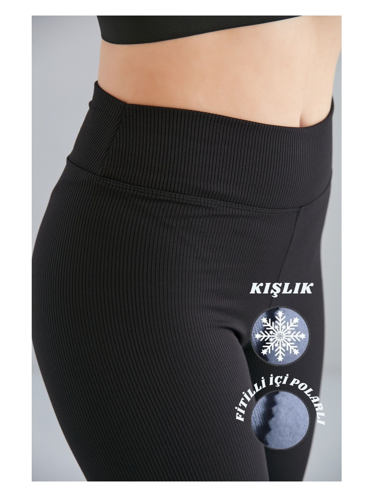 Dream Style Kadın Kahverengi Içi Polarlı Lastikli Şardonlu Fitilli Toparlayıcı Interlok Kışlık Örme Tayt - Görsel 5