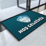Valerine Life Diş Kliniği Turkuaz Renk Hoş Geldiniz Diş Doktoru Kapı Önü Paspası 45X70CM