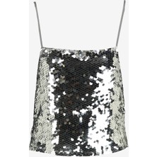 Jjxx Payetli Gümüş Kadın Büstiyer Jxava Sequın Strap Crop Top Wvn