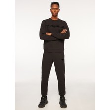 Fred Mello Lastikli Bel Slim Fit Siyah Erkek Eşofman Altı FM23W04PF
