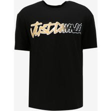 Just Cavalli Bisiklet Yaka Siyah Erkek T-Shirt 75Oah6R2