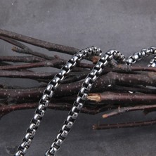 NorthShore Kare Zincir 3,5mm Erkek 316L Paslanmaz & Kararmaz Yüksek Parlatma Çelik Kolye - Orta Kalınlık