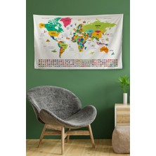 Bebekokusu Duvar Örtüsü / Halısı Bayrak Detaylı Türkçe Güncel Dünya Haritası - 3967