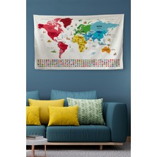 Bebekokusu Duvar Örtüsü / Halısı Bayrak Detaylı Türkçe Güncel Dünya Haritası - 3968