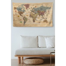 Bebekokusu Duvar Örtüsü / Halısı Güncel Türkçe Dünya Haritası Ahşap Görünümlü - 3984