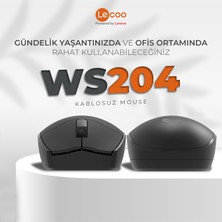 Lenovo Lecoo WS204 Kablosuz 1200DPI 3 Tuşlu Optik Siyah Mouse