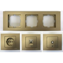 Tenda Ovivo Grano Titanyum Üçlü Set ( Priz,uydu,telefon ) - Çerçeve Dahil