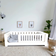 MiniWood Marka Zambak Montessori Karyola 80 x 180 cm Beyaz MDF Malzeme ile Şık Tasarım Çocuk Beşiği