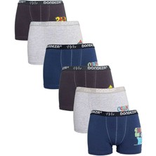 Dondeza 6 Adet Düz Baskılı Erkek Çocuk Boxer 506