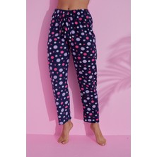 Farya Home Soft Welsoft Polar Puantiyeli Kışlık Peluş Pijama Altı Pantolon