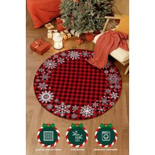 Brilla Home Yılbaşı Temalı Noel Ağacı Halısı Kırmızı Pamuk Taban, Yılbaşı Halısı 80x80 cm