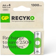 Gp Batteries Recyko 1300 Mah Aa Kalem Ni-Mh Şarjlı Pil, 1.2 Volt, 8 Adet