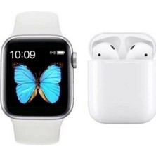 Woodhub Iphone 13 Uyumlu Kolay Kurulumlu Yeni Nesil Watch 6 Series Akıllı Saat + I12 Bluetooth Kulaklık