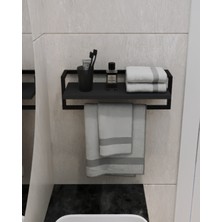 Aju Havluluk - Duvara Monte Raf Aksesuarlık - Şal Askılığı - Banyo ve Mutfak Düzenleyici Çok Amaçlı Raf