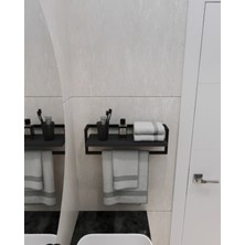 Aju Havluluk - Duvara Monte Raf Aksesuarlık - Şal Askılığı - Banyo ve Mutfak Düzenleyici Çok Amaçlı Raf