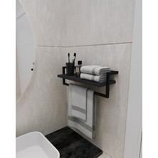 Aju Havluluk - Duvara Monte Raf Aksesuarlık - Şal Askılığı - Banyo ve Mutfak Düzenleyici Çok Amaçlı Raf