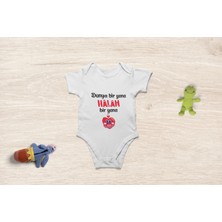 Tuğba Baby Organik Pamuk Dünya Bir Yana Halam Biryana Yazılı Bebek Body Bebek Badi Çıtçıtlı Zıbın