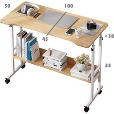 servetavcı Yükseklik Ayarlı Çalışma Masası - Atlantik Çam (Frenli Tekerli) 100X50