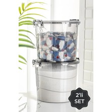 Nesto Home 7 Litre 2li Yuvarlak Kulplu Deterjanlık Saklama Kutusu Kabı - Un Bakliyat Kabı