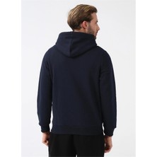Süvari Kapüşonlu Fermuarlı Yaka Regular Kalıp Düz Lacivert Sweatshirt