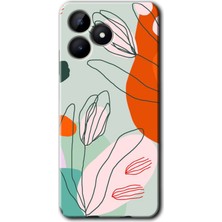 Realme C53 Kılıf Hd Desen Baskılı Arka Kapak + Kırılmaz Cam - Vektör Çiçekler