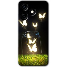 Tecno Spark 10C Kılıf Hd Desen Baskılı Kılıf + Kırılmaz Cam - Işıklı Kelebekler