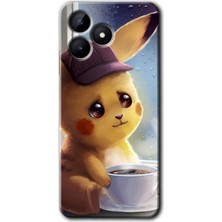 Realme C53 Kılıf Hd Desen Baskılı Arka Kapak + Kırılmaz Cam - Üzgün Pikaçu