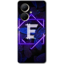 Vivo V29 Lite 5g Uyumlu Kılıf Hd Desen Baskılı Arka Kapak - Dark Neon Yaprak E Harfi