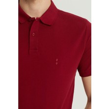 Süvari  Pamuk Dar Kesim Polo Yaka Bordo Erkek Tişört