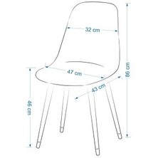Estelia  Sandalye Siyah Metal Ayaklı (Minderli)