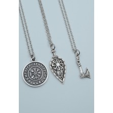 Had Safha Accessories 3'lü Viking Pusula Viking Kalkan Balta Kolye Seti