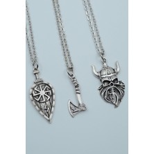 Had Safha Accessories 3'lü Viking Kalkan Viking Balta Viking Savaşçı Kolye Seti
