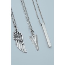 Had Safha Accessories 3'lü Çubuk Prizma Ok Ucu Triagle Kanat Kolye Seti