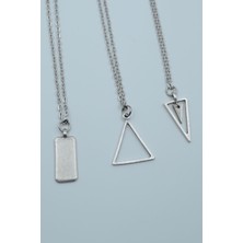 Had Safha Accessories 3'lü Dikdörtgen Sallantılı Üçgen Geometrik Kolye Seti