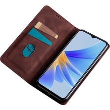 Xshop Oppo A78 4g Çizgiye Karşı Kıta Anti Cilt Touch Flip Stand Pu Deri Telefon Kapağı Kart Yuvaları (Yurt Dışından)