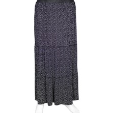 Hesna Kadın Nursel Lastikli 3 Kat Beyaz Yay Desen Siyah Etek